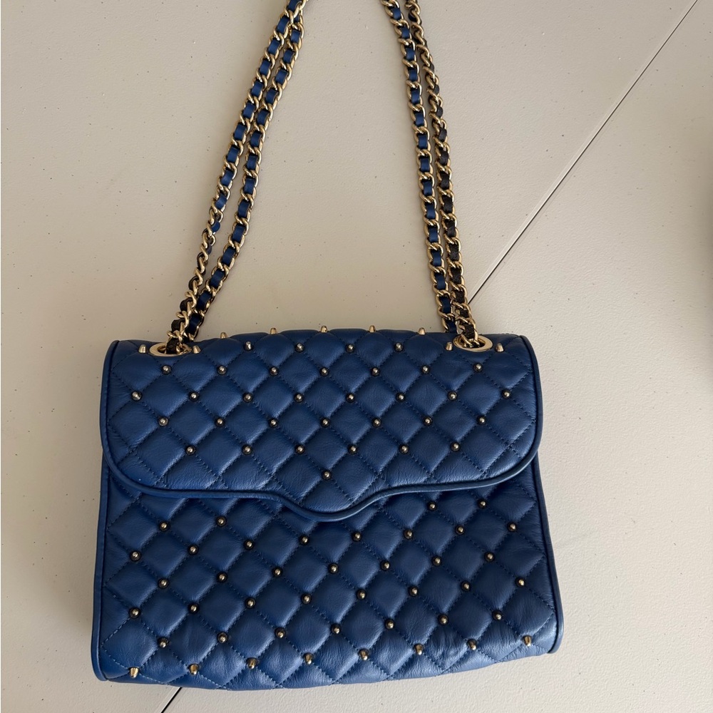 Rebecca Minkoff Navy Quilted Shoulder Bag with Gold Accents